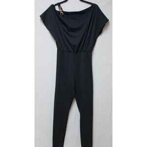 CBR Women’s Black Formal Jumpsuit Short Sleeve Chain Accent Size S NWOT